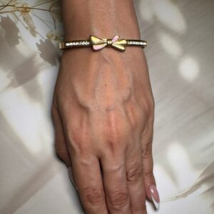 Pookies pink bow gold bracelet