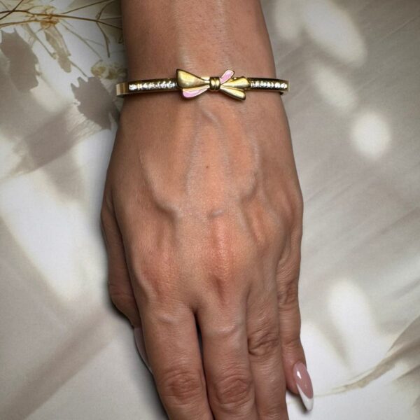 Pookies pink bow gold bracelet