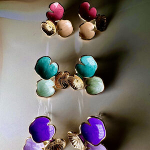 Heart and flower earrings