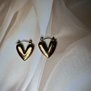 Gold heart dainty earrings