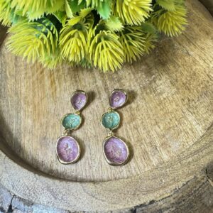 Long dangling colourful earrings