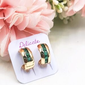Dainty green gold hoops