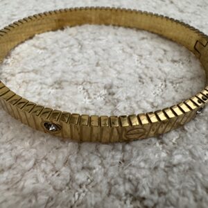 Cartier inspired gold plated bracelet with stones, unique style, and design