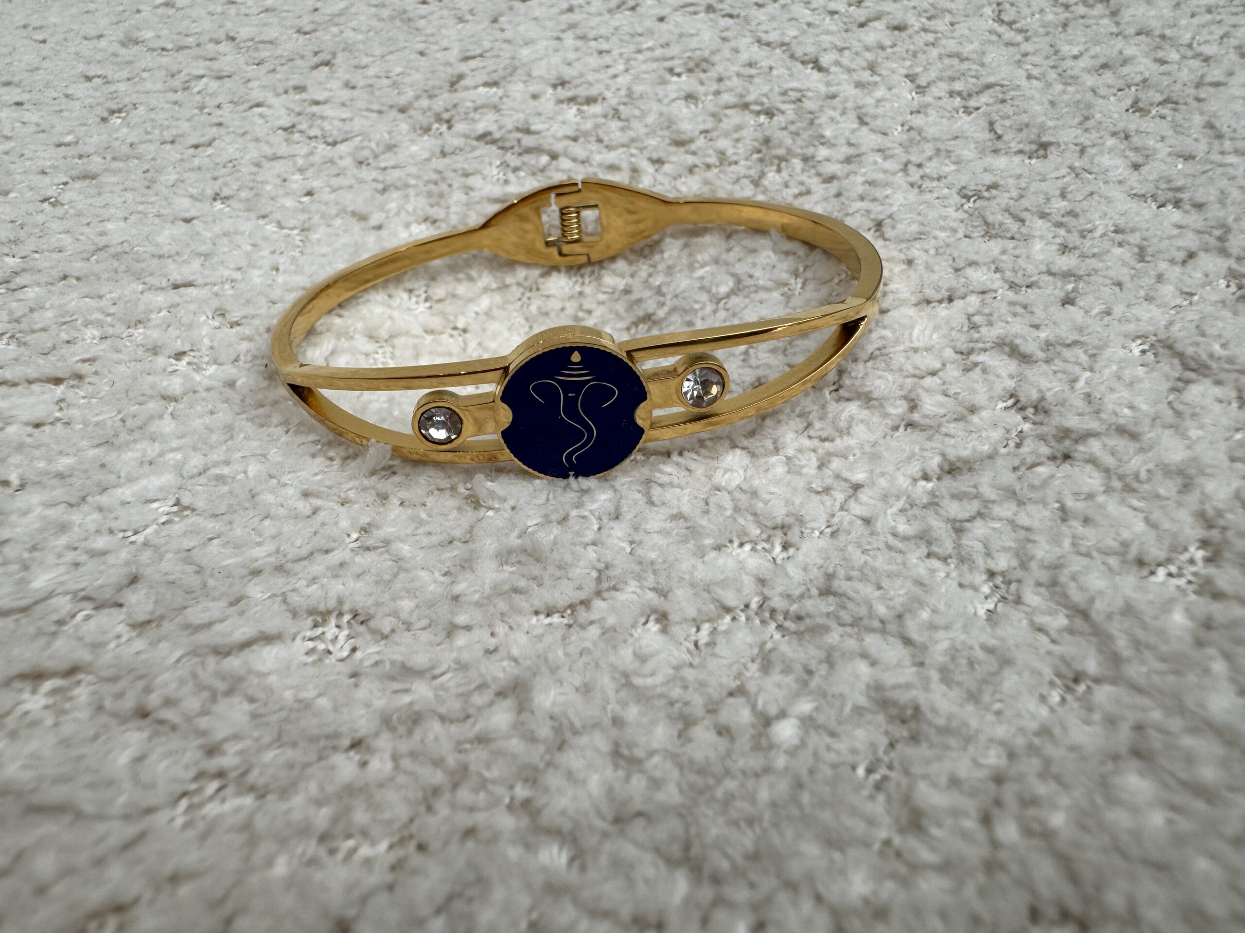 Ganpati inspired bluestone gold plated bracelet - Image 2