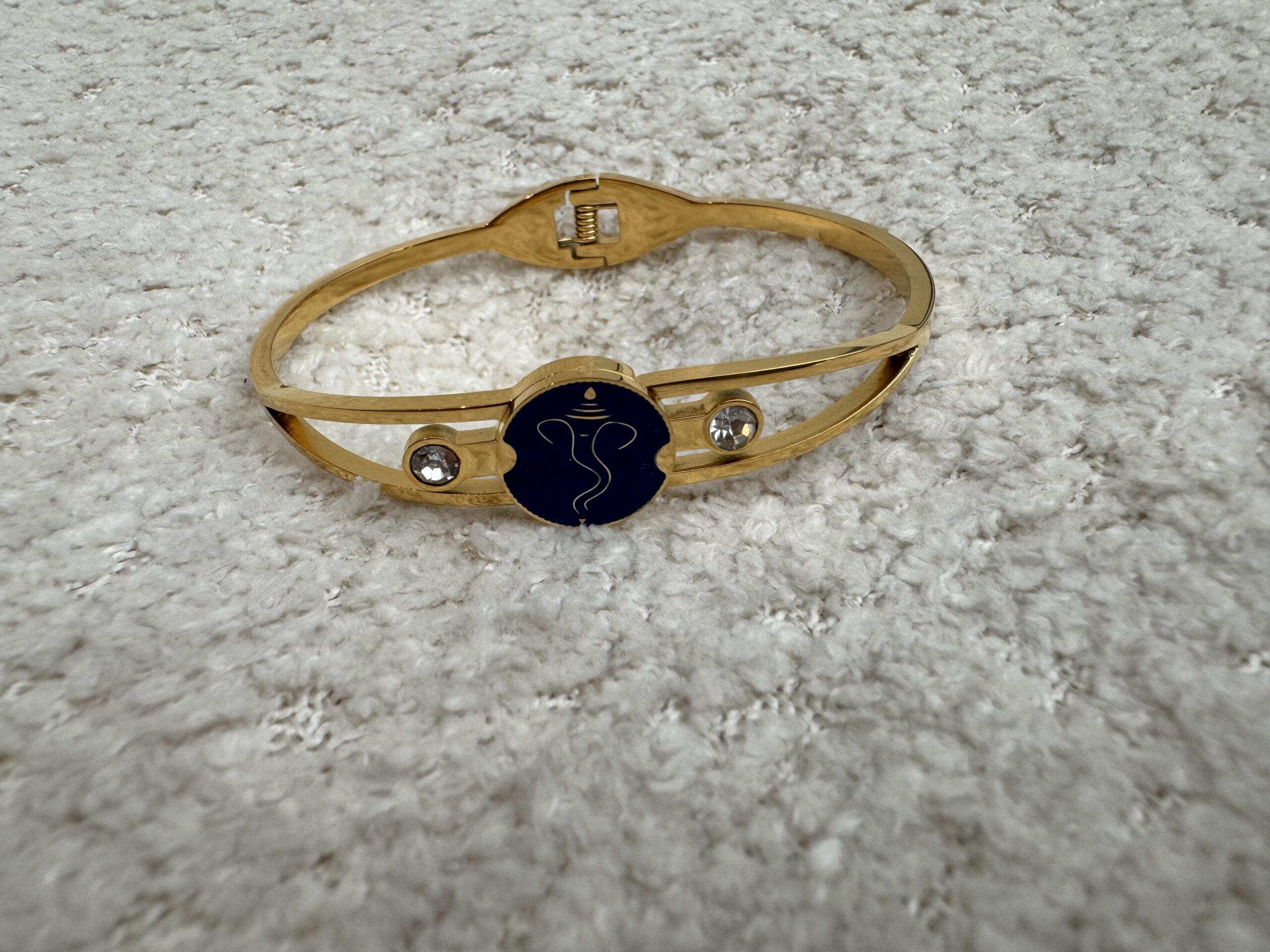Ganpati inspired bluestone gold plated bracelet - Image 3