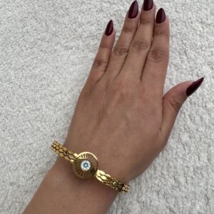 Evil eye bracelet, unique design 18 K gold plated