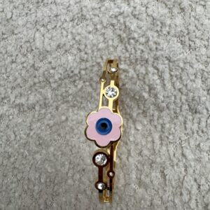 Flower evil eye bracelet with stones